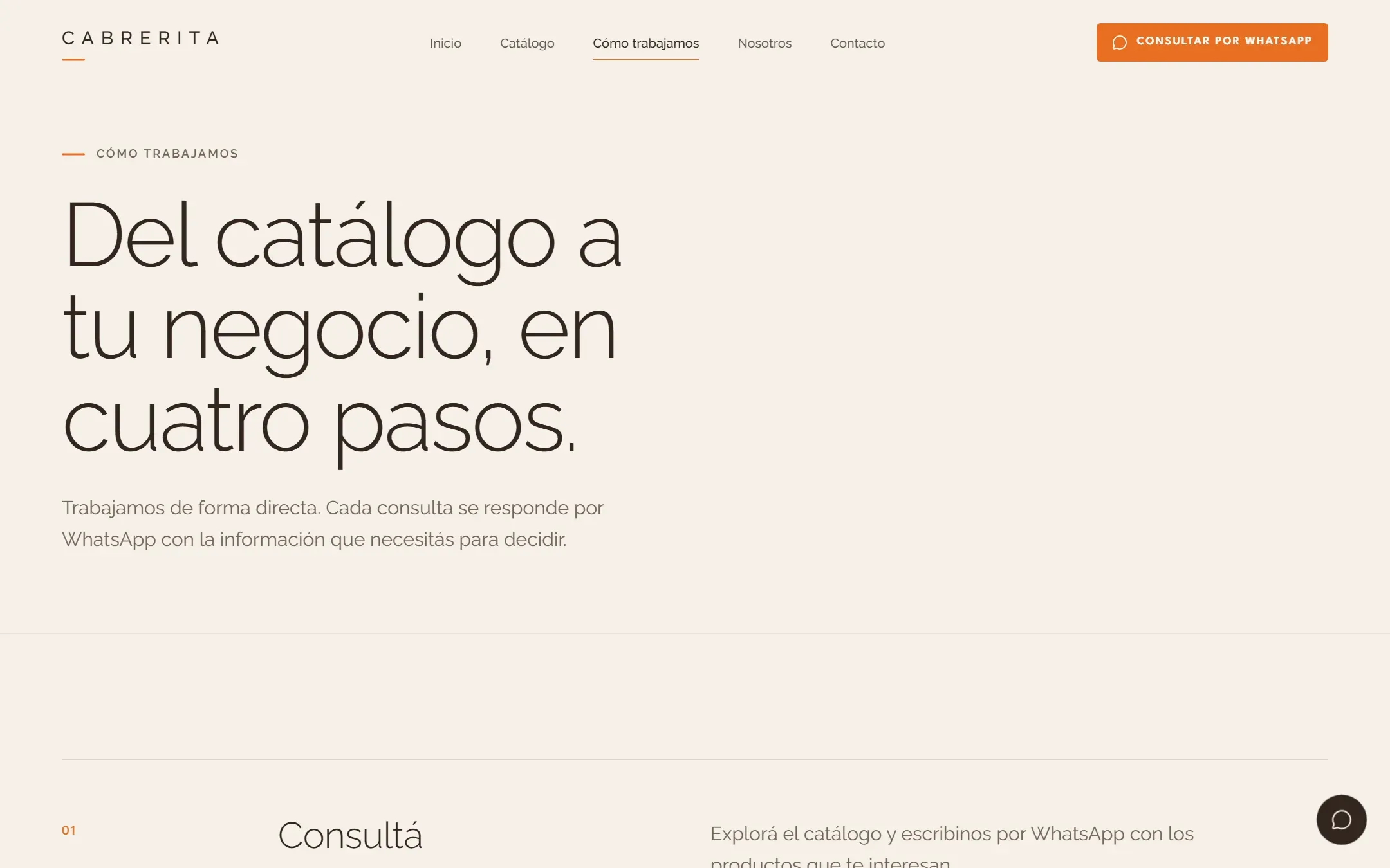 Página Cómo trabajamos de Cabrerita Store.