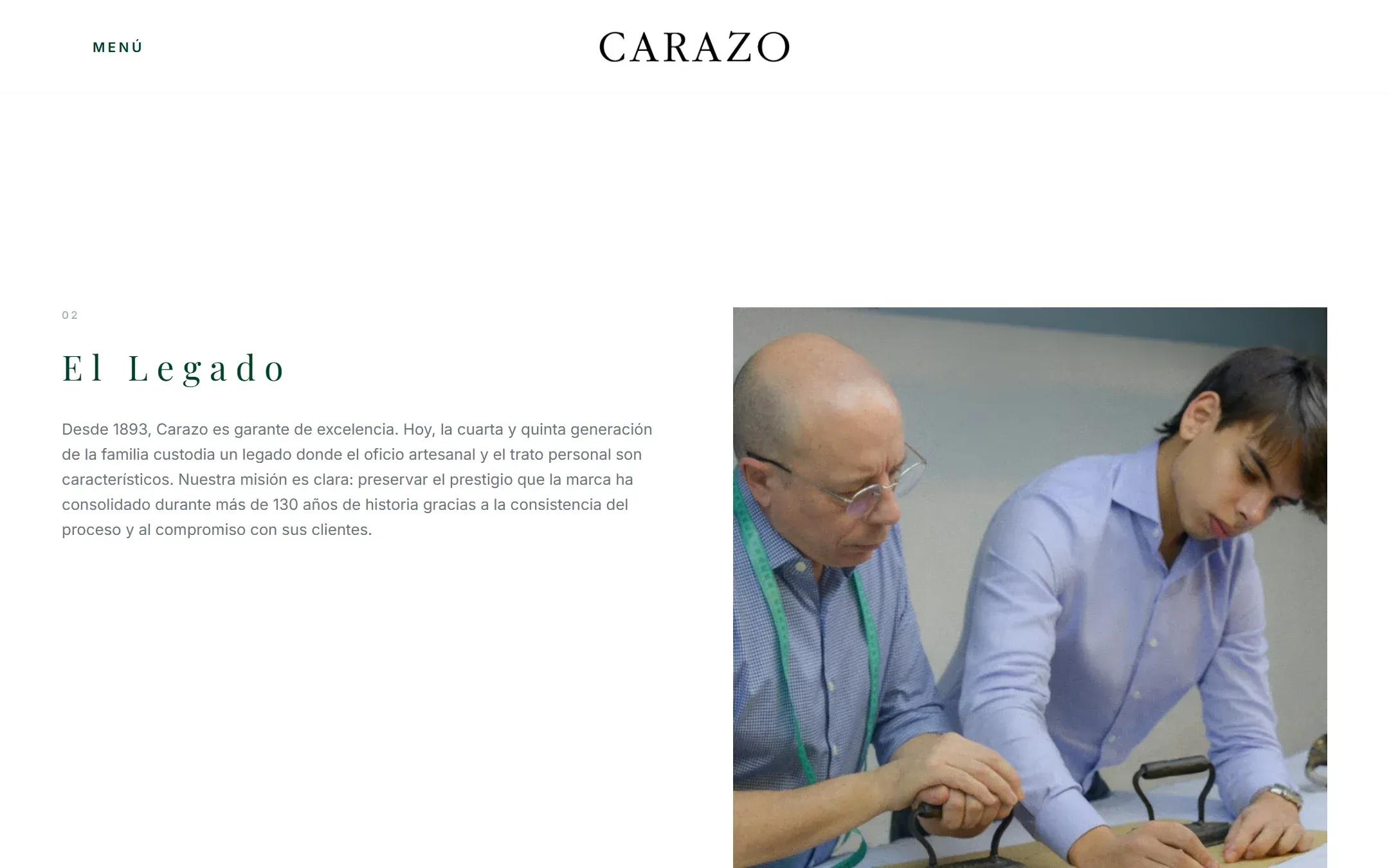 Sección El legado de Carazo con una foto del taller.