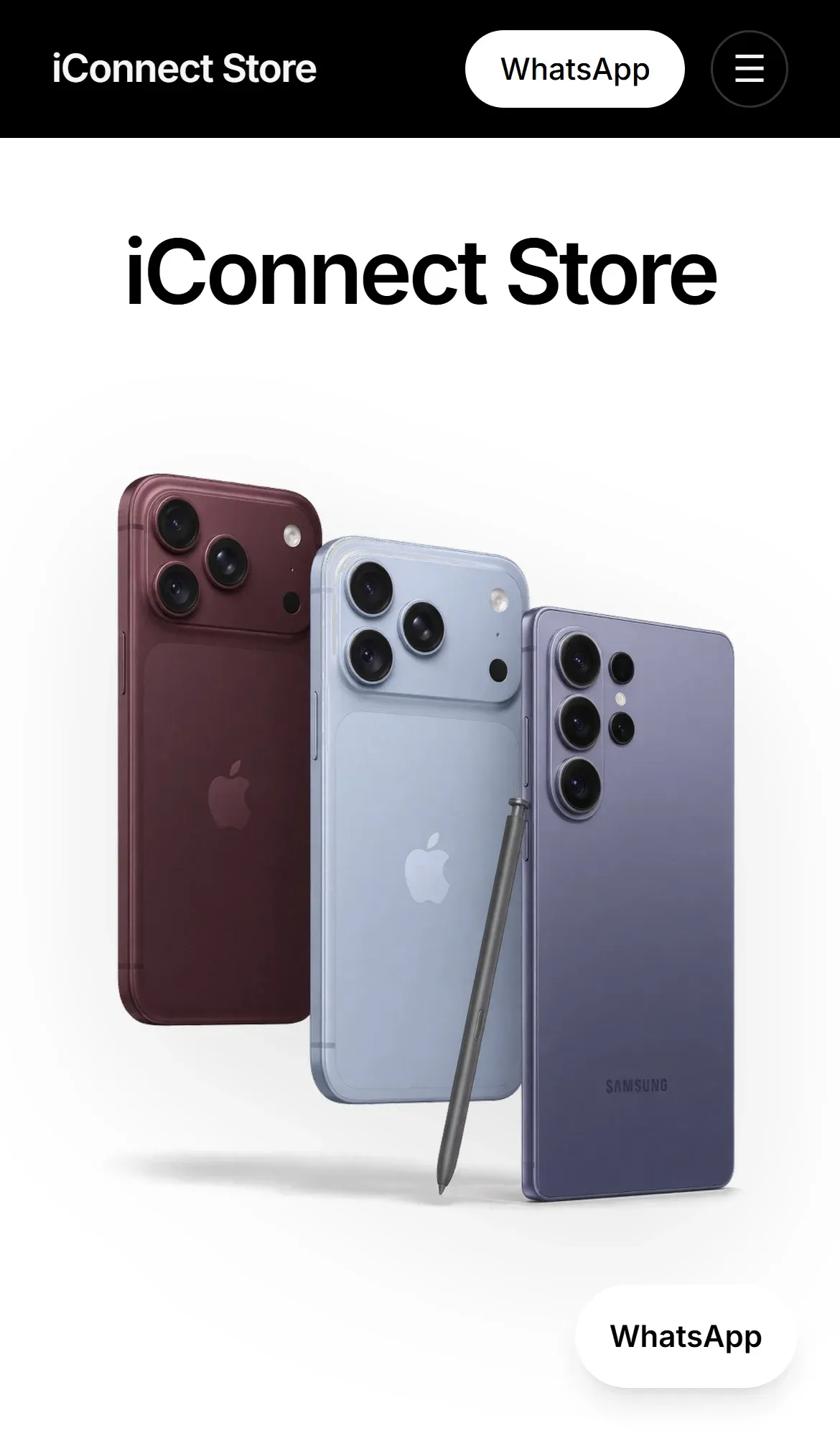 Inicio de iConnect Store en celular.