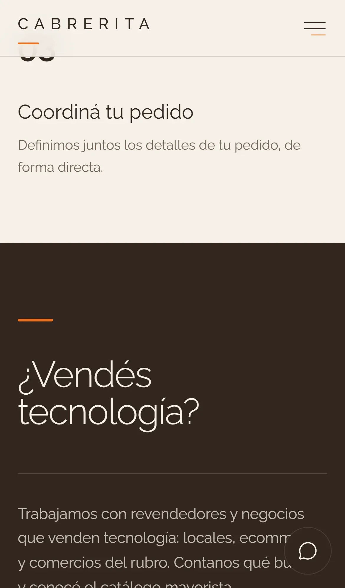 Bloque de contacto de Cabrerita Store en celular.